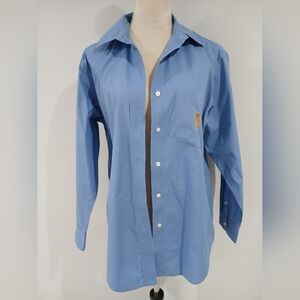 Ralph Lauren Button Up Shirt Blue Crest Logo Career Workwear Curated Closet Y2k